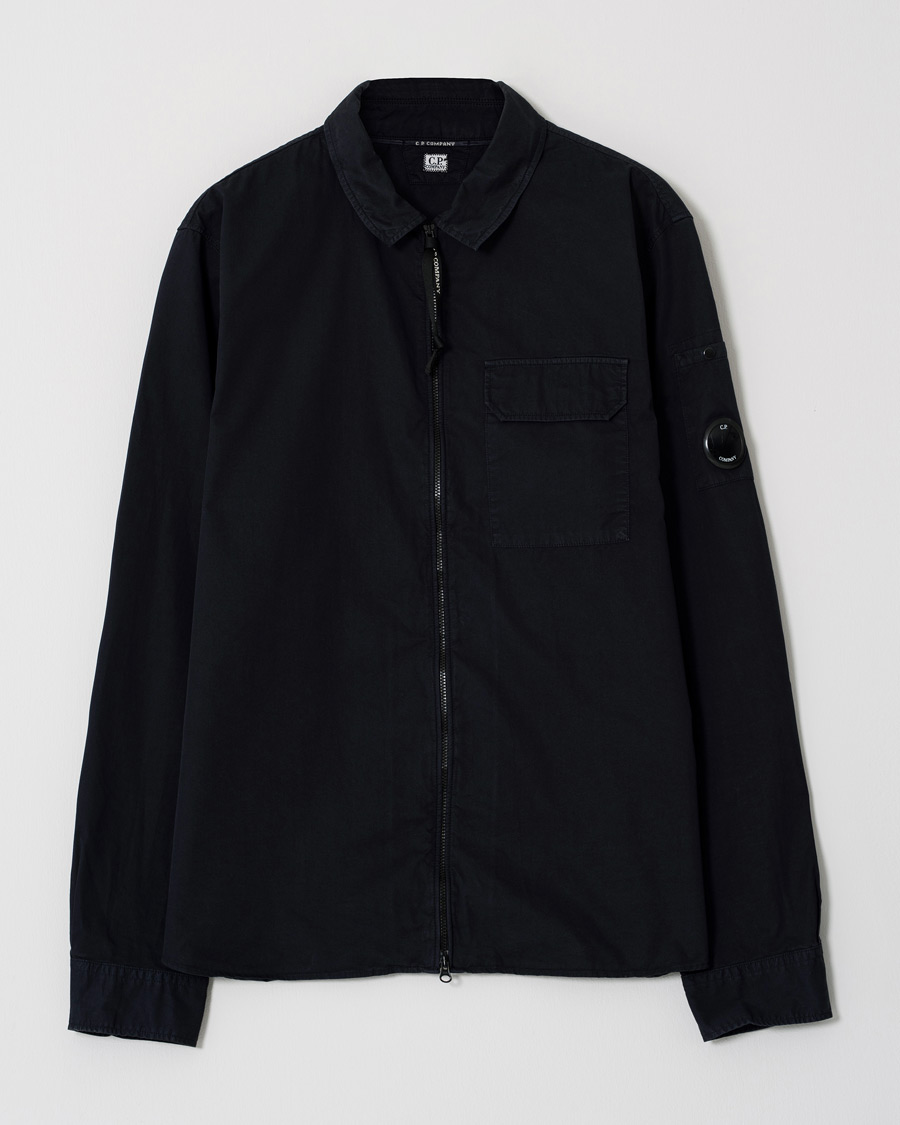 Herr | C.P. Company Garment Dyed Gabardine Zip Shirt Jacket Eclipse XXL | Pre-owned | C.P. Company Garment Dyed Gabardine Zip Shirt Jacket Eclipse XXL