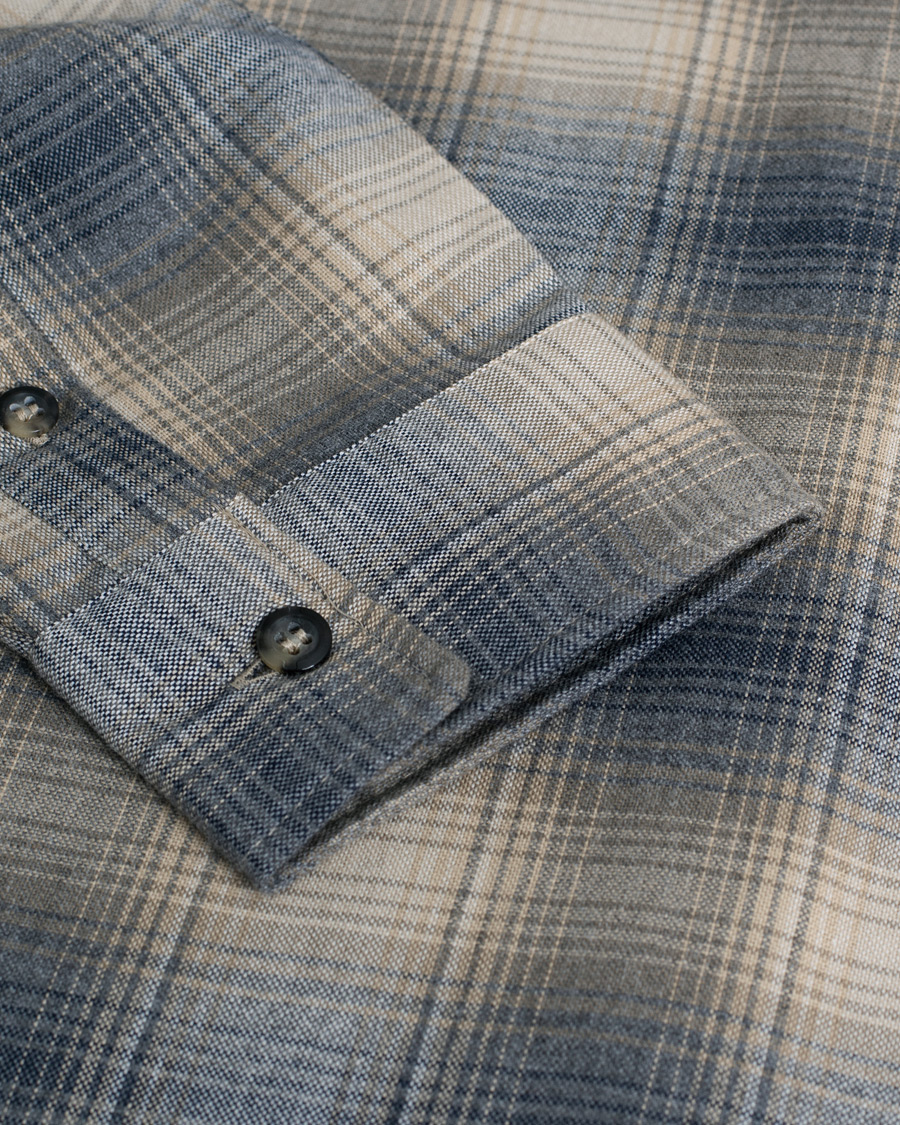 Herr | Pre-owned Skjortor | Pre-owned | A.P.C. John Over Check Flannel Shirt Navy/Beige