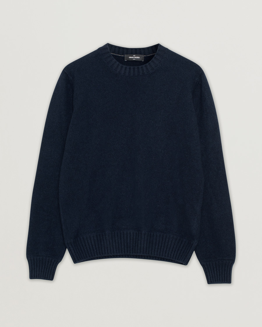 Herr | Gran Sasso Cashmere Crew Neck Navy 48 | Pre-owned | Gran Sasso Cashmere Crew Neck Navy 48