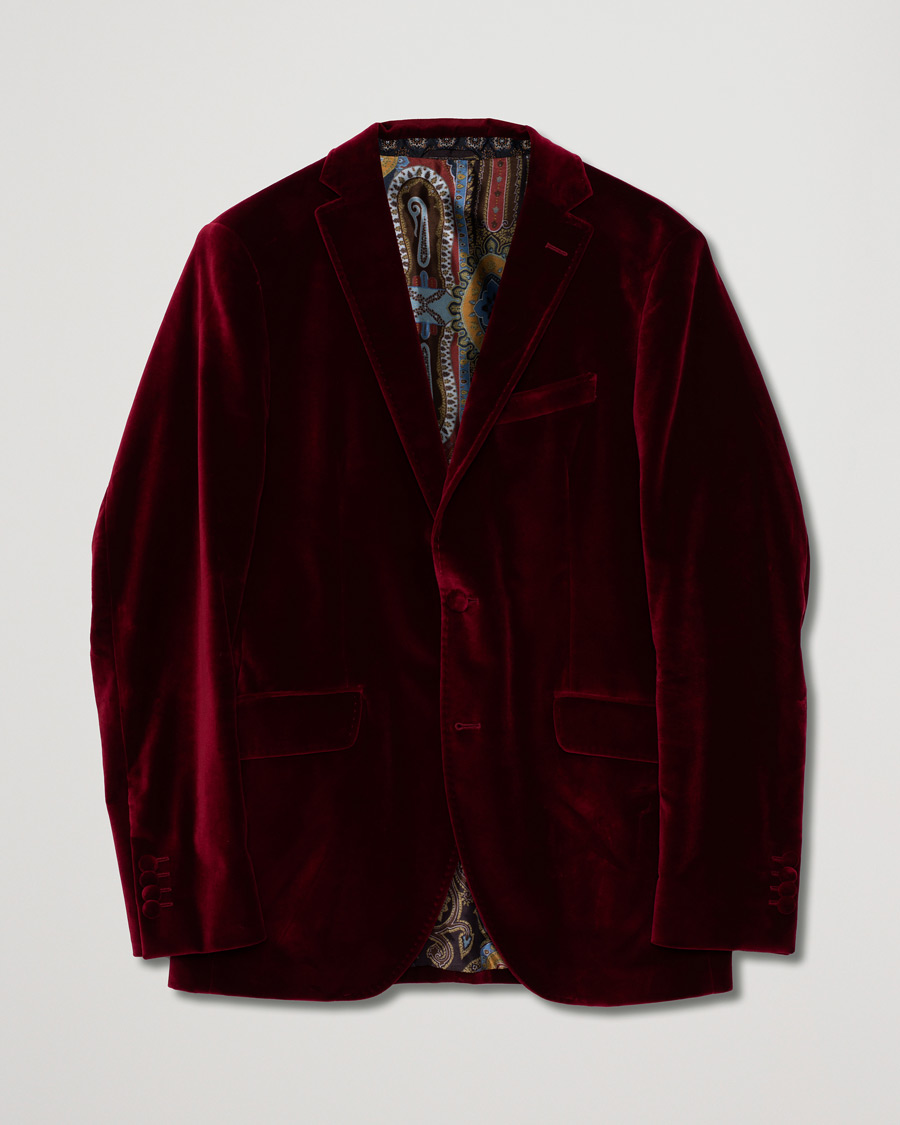 Herr | Etro Soft Velvet Blazer Burgundy | Pre-owned | Etro Soft Velvet Blazer Burgundy