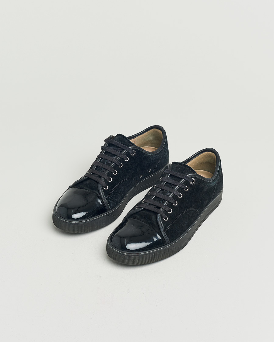Herr | Lanvin Patent Cap Toe Sneaker Black/Black | Pre-owned | Lanvin Patent Cap Toe Sneaker Black/Black