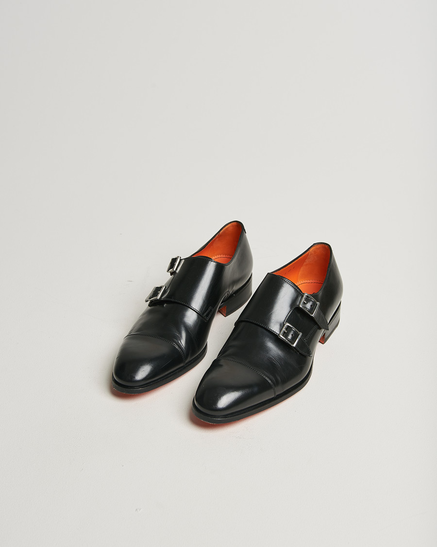 Herr | Santoni Blake Double Monk Black Calf | Pre-owned | Santoni Blake Double Monk Black Calf
