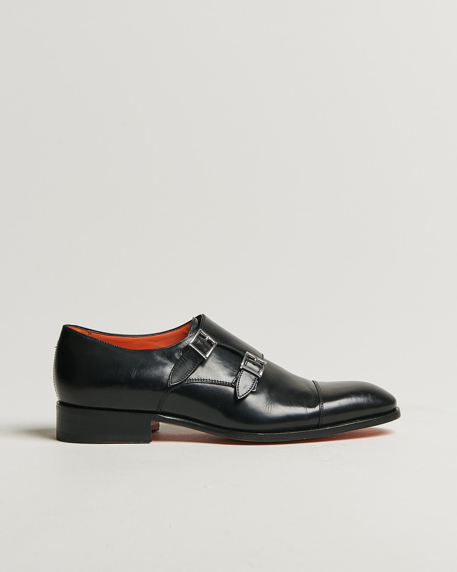 Herr | Santoni Blake Double Monk Black Calf | Pre-owned | Santoni Blake Double Monk Black Calf