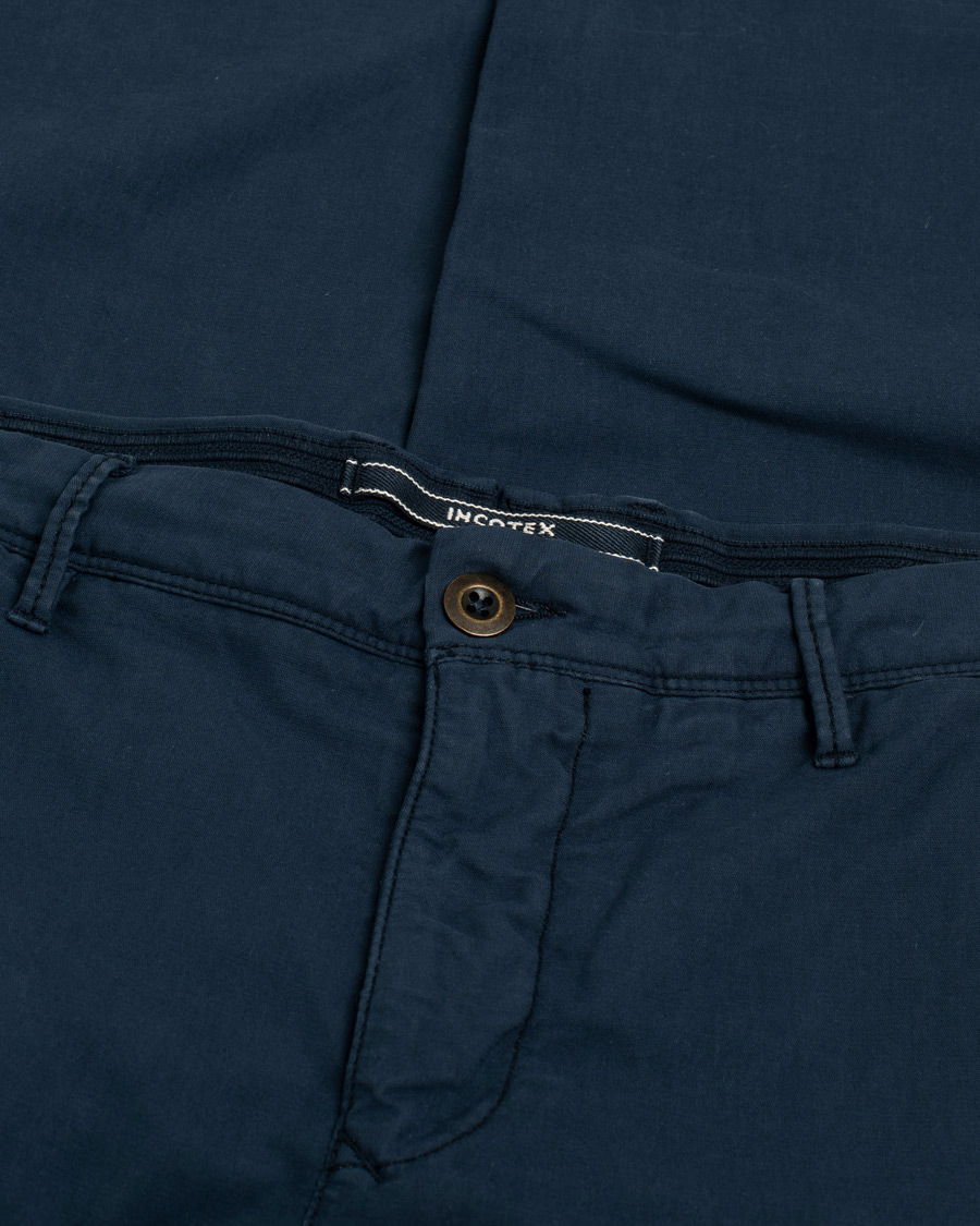Herr | Pre-owned Byxor | Pre-owned | Incotex Slim Fit Garment Dyed Washed Slacks Navy W35