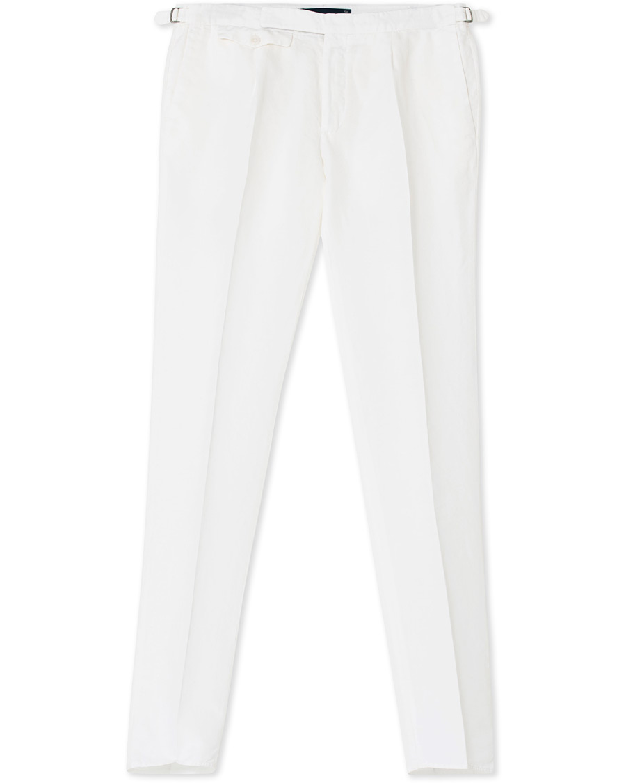 Herr | Incotex Slim Fit Pleated Chinolino Trousers Optic White 52 | Pre-owned | Incotex Slim Fit Pleated Chinolino Trousers Optic White 52