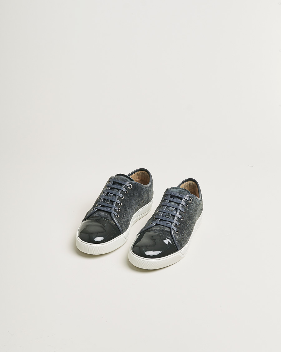Herr | Lanvin Patent Cap Toe Sneaker Dark Grey | Pre-owned | Lanvin Patent Cap Toe Sneaker Dark Grey