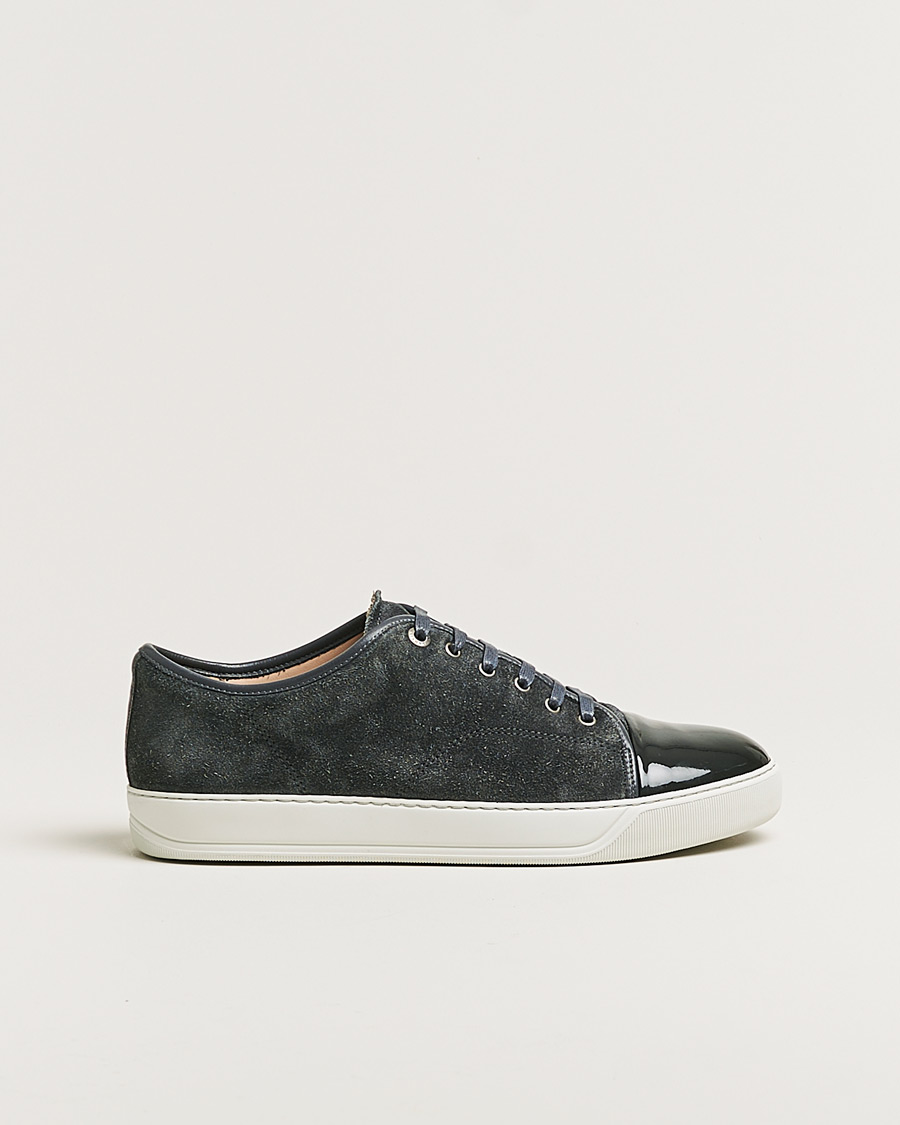 Herr | Lanvin Patent Cap Toe Sneaker Dark Grey | Pre-owned | Lanvin Patent Cap Toe Sneaker Dark Grey
