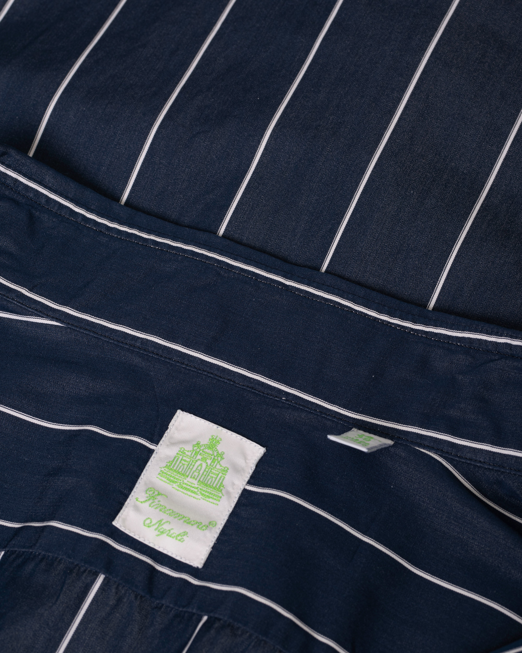 Herr | Finamore Napoli Tokyo Vintage Cotton Shirt Navy 39 - M | Pre-owned | Finamore Napoli Tokyo Vintage Cotton Shirt Navy 39 - M