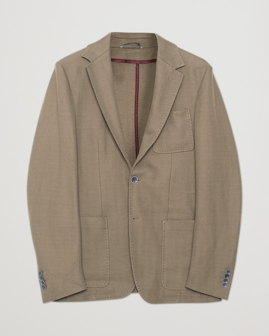Herr | Pre-owned Kavajer | Pre-owned | Canali Textured Cotton Jersey Blazer Olive