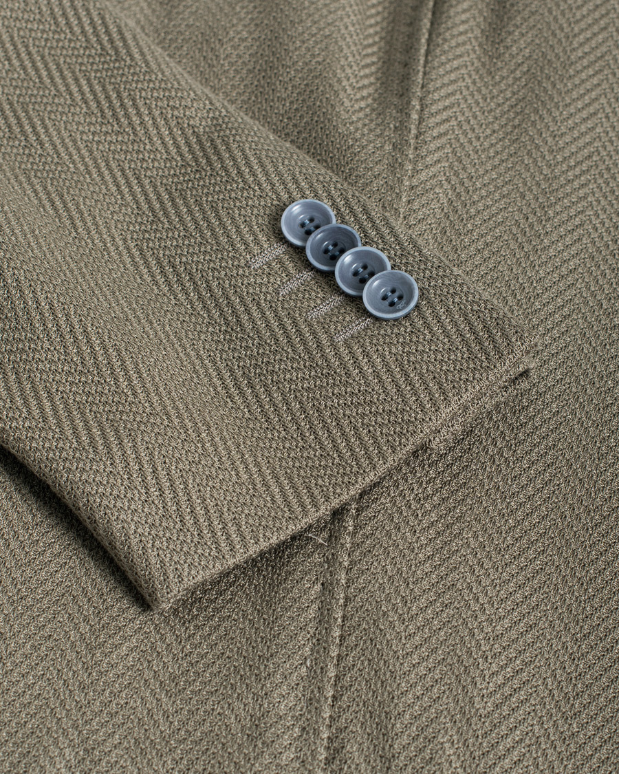 Herr | Pre-owned Kavajer | Pre-owned | Canali Textured Cotton Jersey Blazer Olive