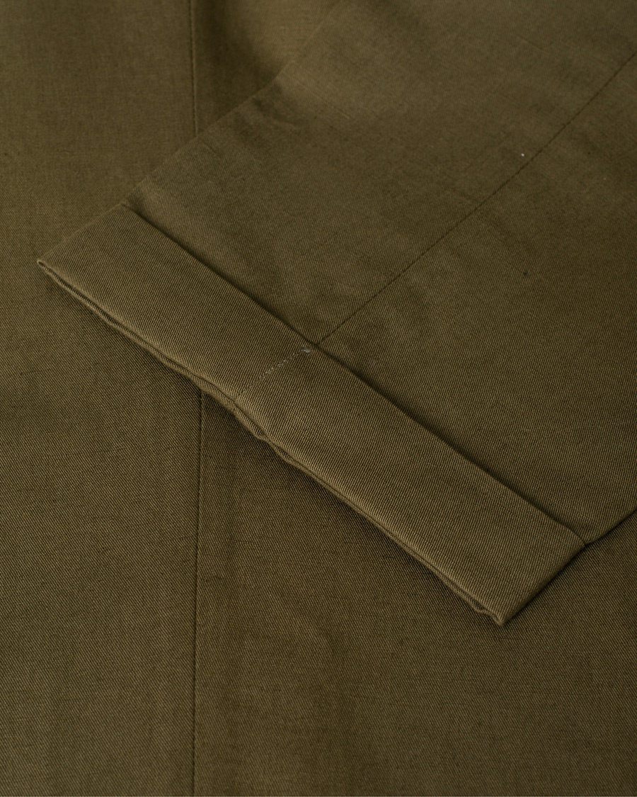 Herr | Briglia 1949 Easy Fit Pleated Linen/Cotton Trousers Olive | Pre-owned | Briglia 1949 Easy Fit Pleated Linen/Cotton Trousers Olive