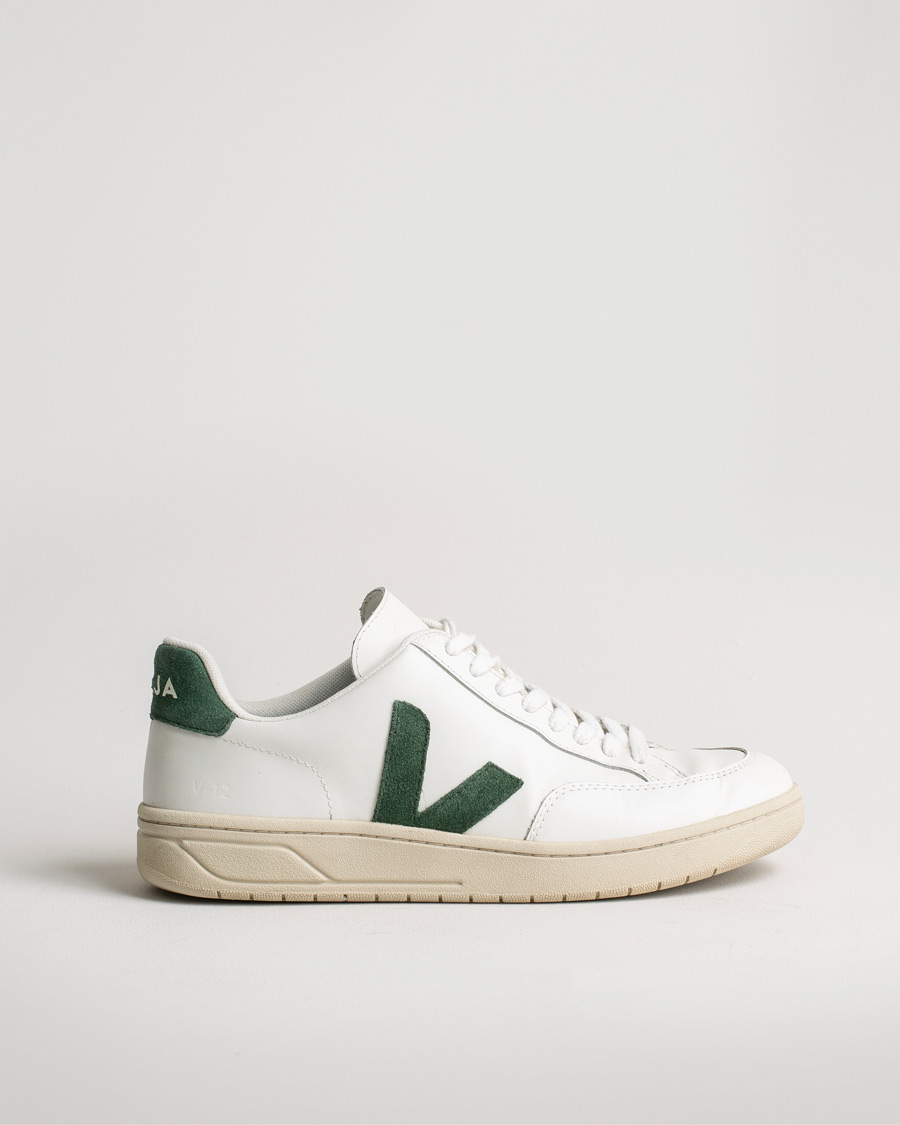 Herr | Veja V-12 Leather Sneaker Extra White/Cypres | Pre-owned | Veja V-12 Leather Sneaker Extra White/Cypres