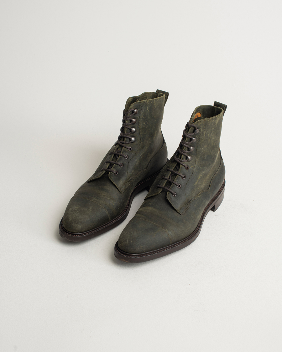 Herr | Edward Green Galway Dainite Boot Khaki Waxed Suede | Pre-owned | Edward Green Galway Dainite Boot Khaki Waxed Suede