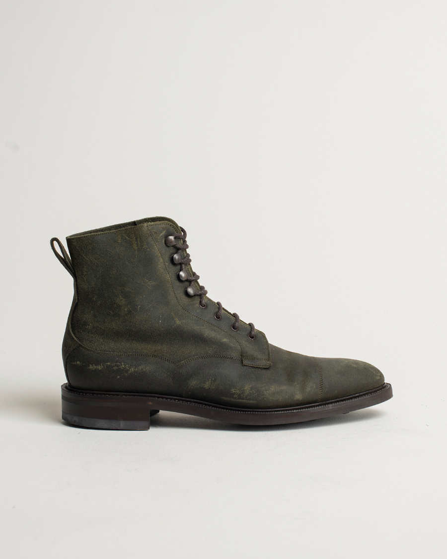 Herr | Edward Green Galway Dainite Boot Khaki Waxed Suede | Pre-owned | Edward Green Galway Dainite Boot Khaki Waxed Suede
