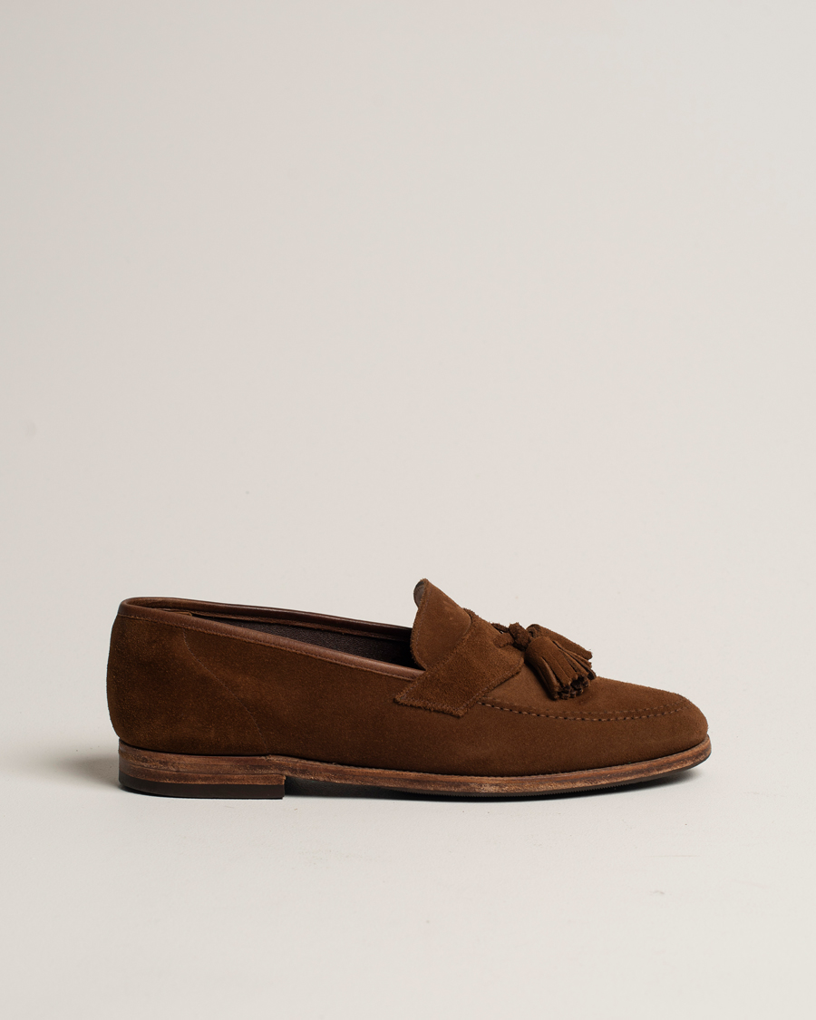 Herr | Pre-owned Skor | Pre-owned | Crockett & Jones Solent Unlined Tassel Loafer Snuff Suede UK8,5 - EU42,5