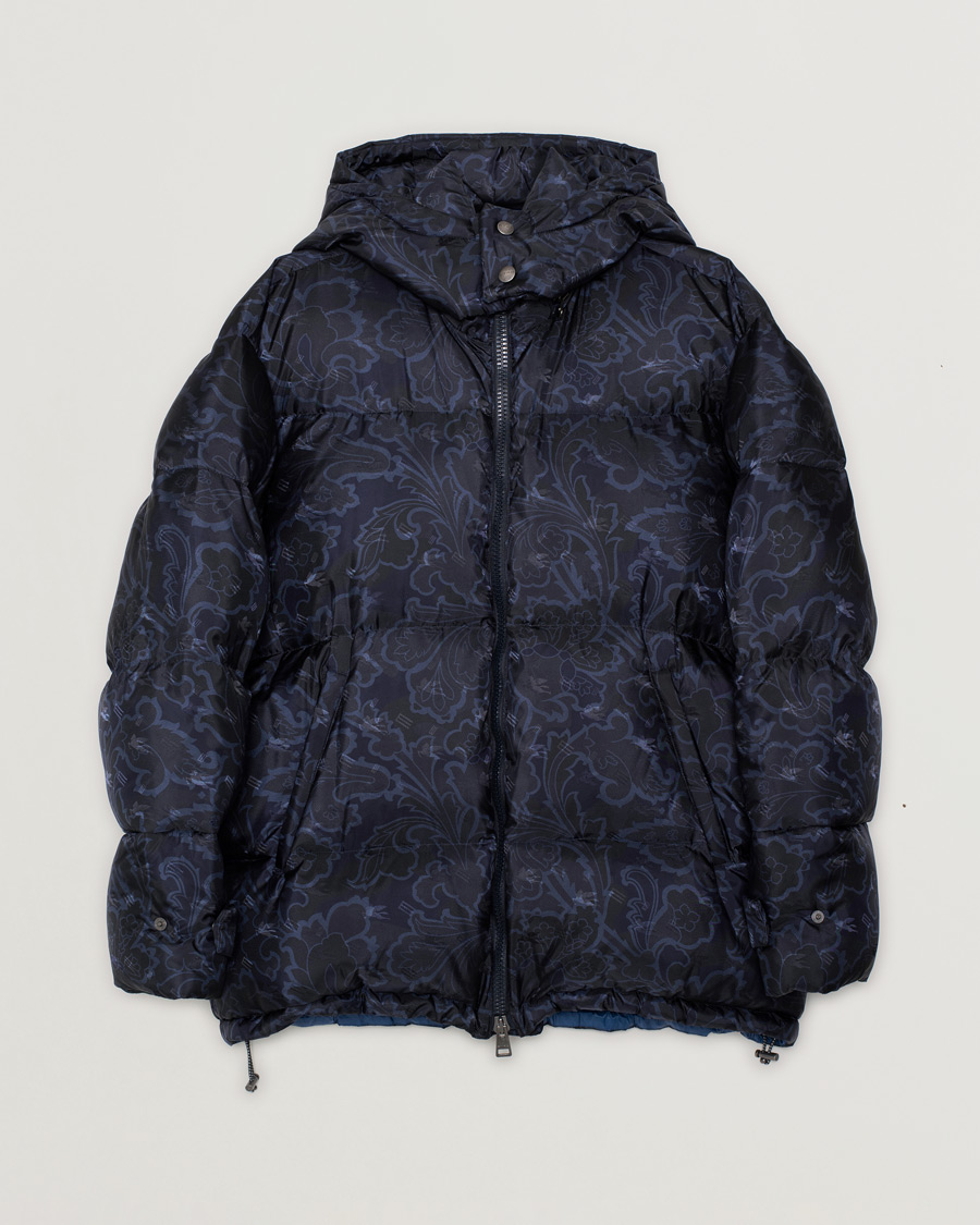Herr | Etro Patterned Down Jacket Navy XL | Pre-owned | Etro Patterned Down Jacket Navy XL