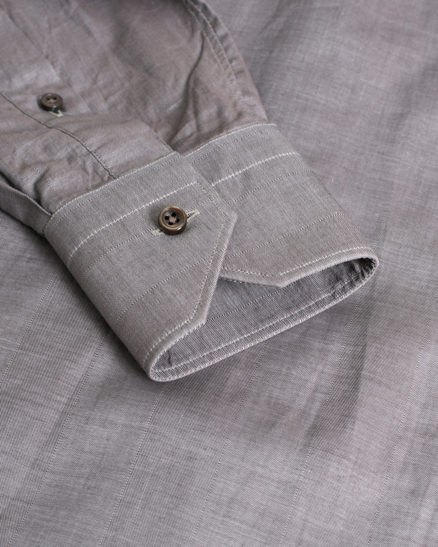 Herr | Ermenegildo Zegna Slim Fit Cotton Shirt Grey M | Pre-owned | Ermenegildo Zegna Slim Fit Cotton Shirt Grey M