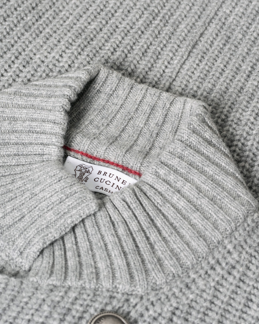 Herr | Brunello Cucinelli Double Breasted Cashmere Cardigan Jacket Grey Melange | Pre-owned | Brunello Cucinelli Double Breasted Cashmere Cardigan Jacket Grey Melange