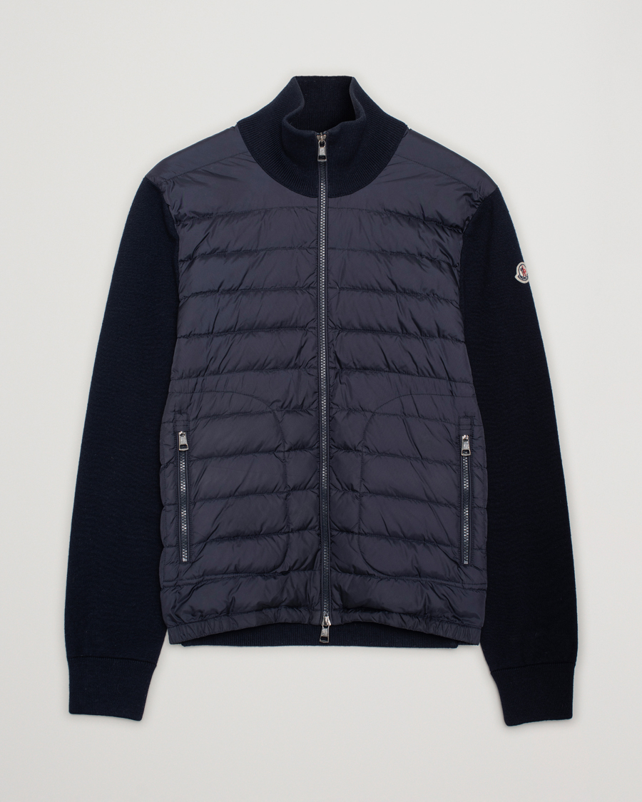 Herr | Tröjor | Pre-owned | Moncler Hybrid Zip Sweater Navy