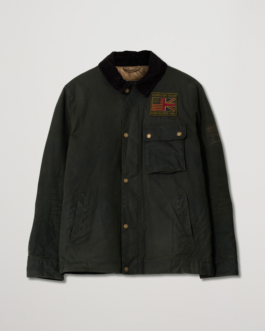 Herr | Barbour International Steve McQueen Workers Wax Jacket Sage | Pre-owned | Barbour International Steve McQueen Workers Wax Jacket Sage