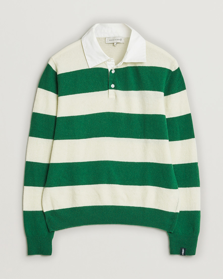 Herr | Pre-owned Tröjor | Pre-owned | Mackintosh Knitted Wool Rugby Sweater Green/White