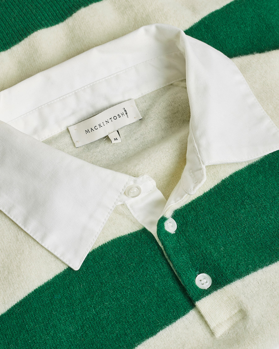 Herr | Pre-owned Tröjor | Pre-owned | Mackintosh Knitted Wool Rugby Sweater Green/White
