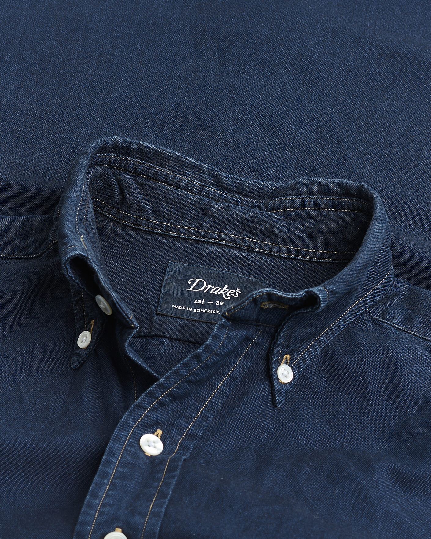 Herr | Pre-owned Skjortor | Pre-owned | Drake's The American Flap B.O Oxford Shirt Navy 15,5(39 - M)