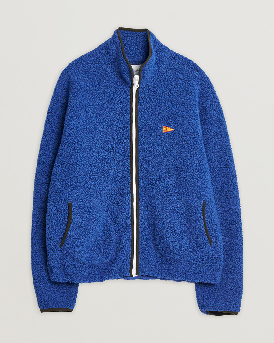Herr | Drake's Rib BRib Bound Fleece Jacket Blue | Pre-owned | Drake's Rib BRib Bound Fleece Jacket Blue
