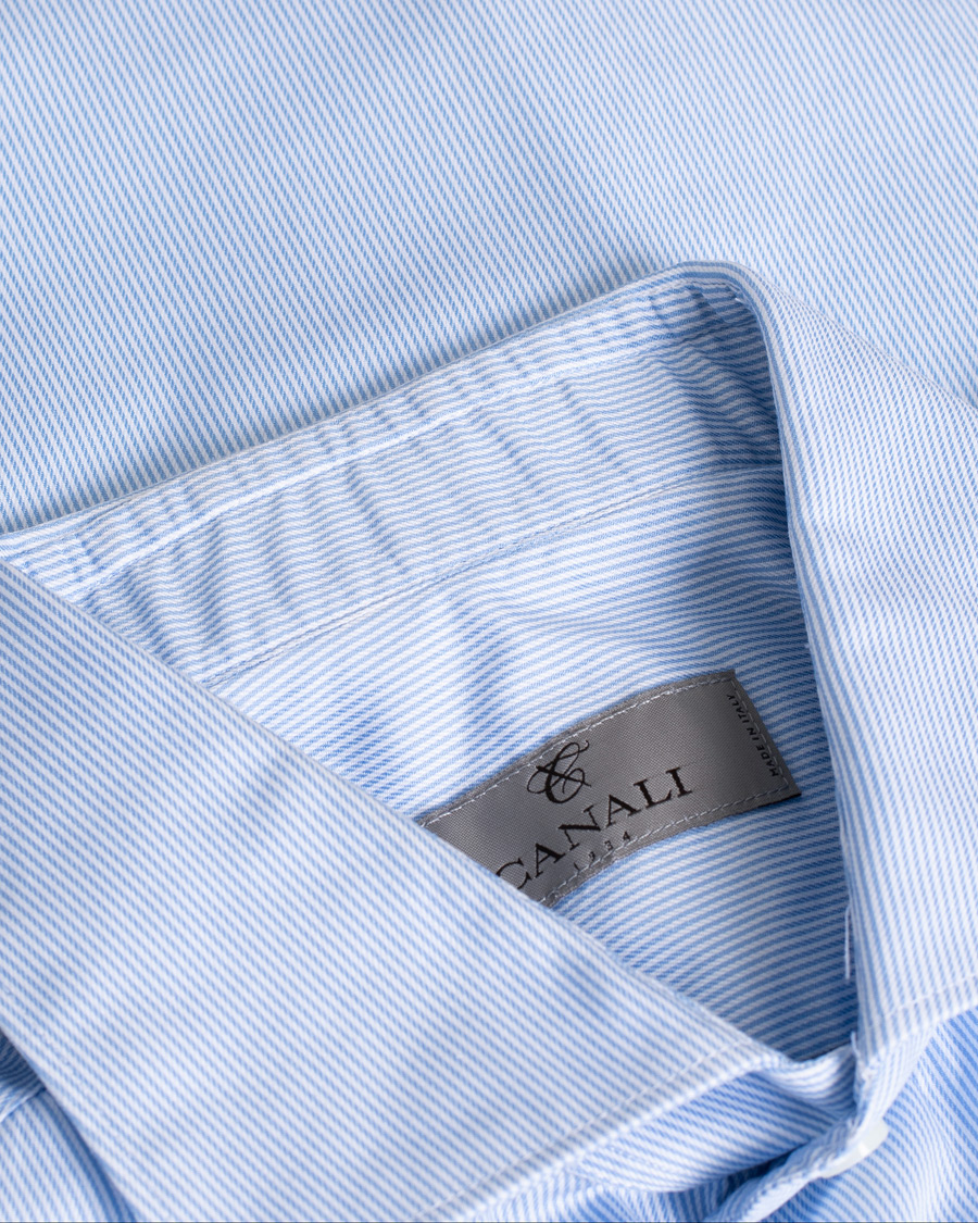 Herr | Canali Slim Fit Striped Cotton Shirt Light Blue | Pre-owned | Canali Slim Fit Striped Cotton Shirt Light Blue