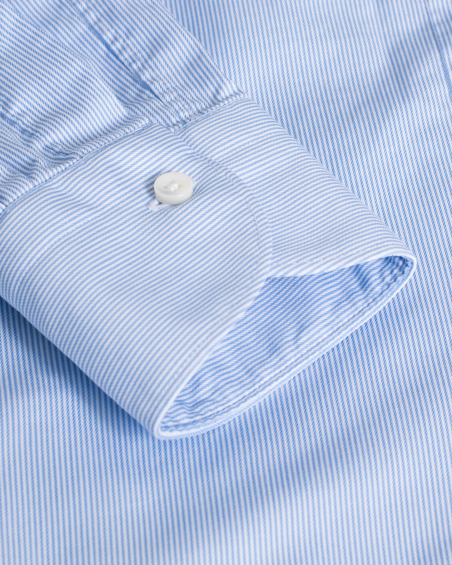 Herr | Care of Carl Pre-owned | Pre-owned | Canali Slim Fit Striped Cotton Shirt Light Blue