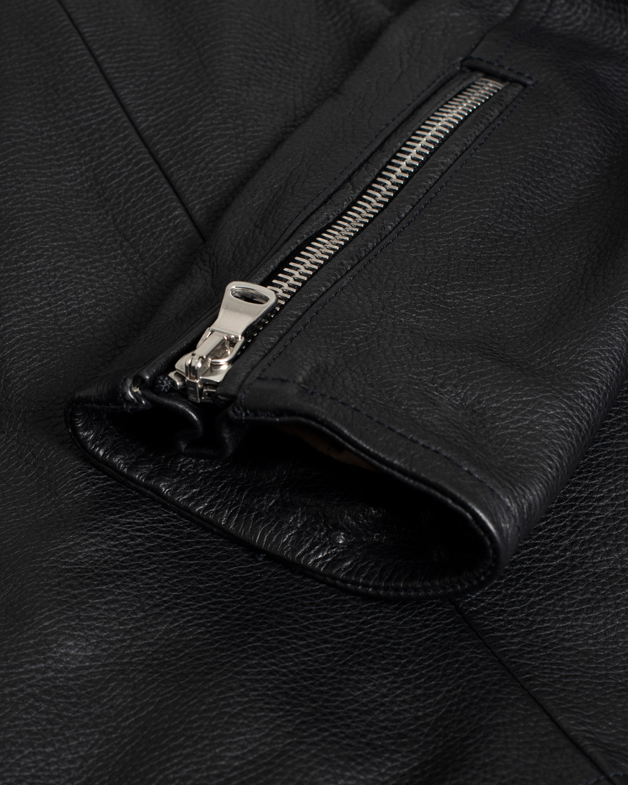 Herr | J.Lindeberg Padish Leather Biker Jacket Black | Pre-owned | J.Lindeberg Padish Leather Biker Jacket Black