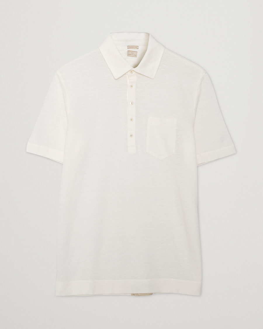 Herr | Massimo Alba Wembley Linen Polo White | Pre-owned | Massimo Alba Wembley Linen Polo White