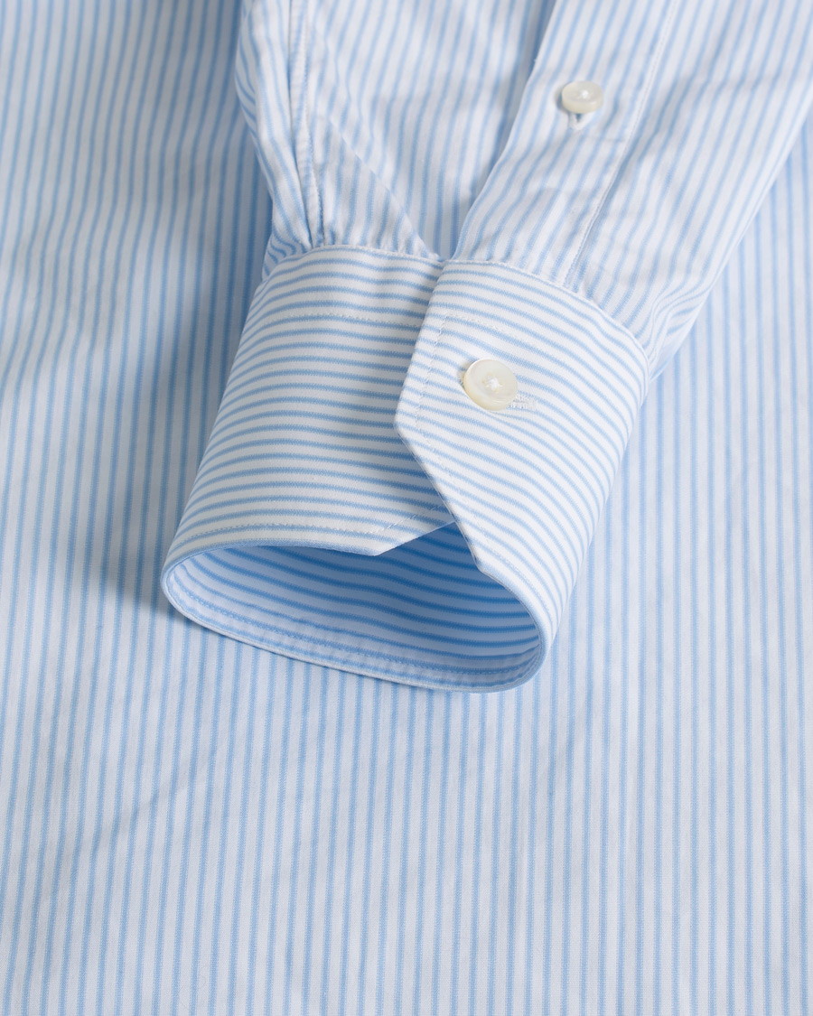 Herr | Ermenegildo Zegna Slim Fit Trofeo Striped Cotton Shirt Light Blue 38 - S | Pre-owned | Ermenegildo Zegna Slim Fit Trofeo Striped Cotton Shirt Light Blue 38 - S