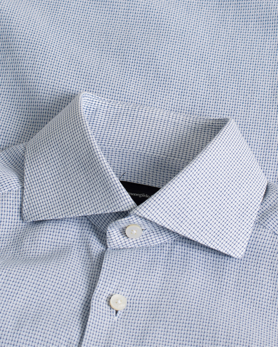 Herr | Ermenegildo Zegna Slim Fit Cotton Blend Shirt Light Blue Check 38 - S | Pre-owned | Ermenegildo Zegna Slim Fit Cotton Blend Shirt Light Blue Check 38 - S