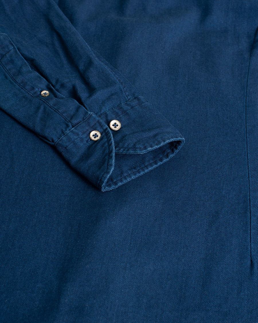 Herr | Stenströms Slimline Washed Structured Denim Shirt Indigo Blue | Pre-owned | Stenströms Slimline Washed Structured Denim Shirt Indigo Blue