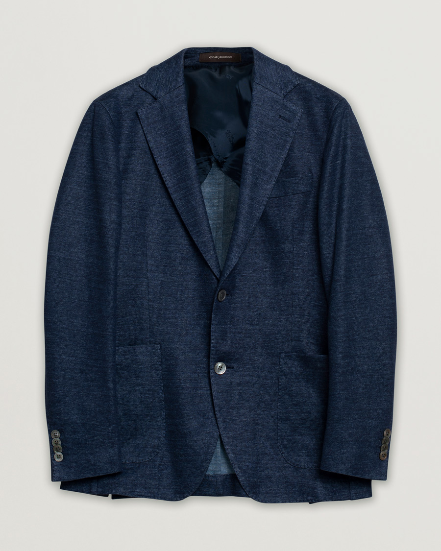 Herr | Kavajer | Pre-owned | Oscar Jacobson Egel Patch Linen Blazer Blue 50
