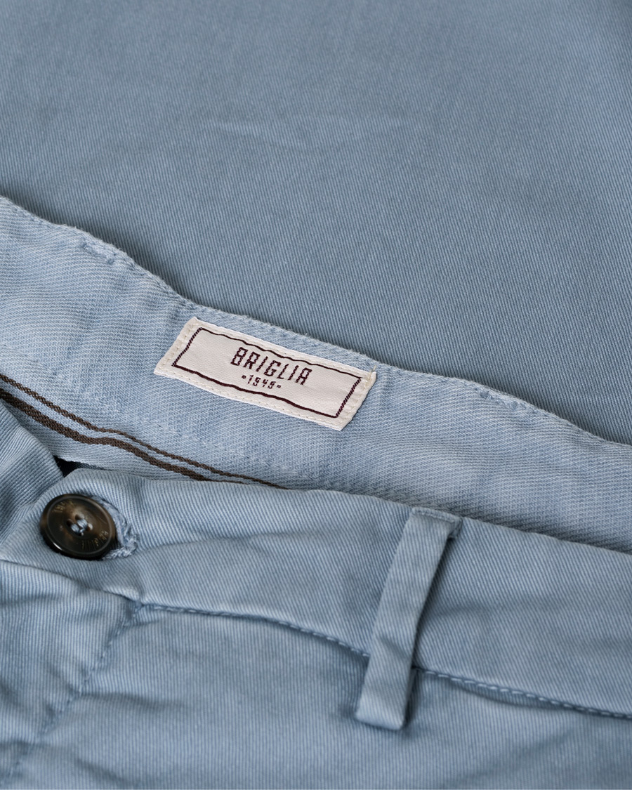 Herr | Briglia 1949 Slim Fit Cotton Chinos Light Blue | Pre-owned | Briglia 1949 Slim Fit Cotton Chinos Light Blue