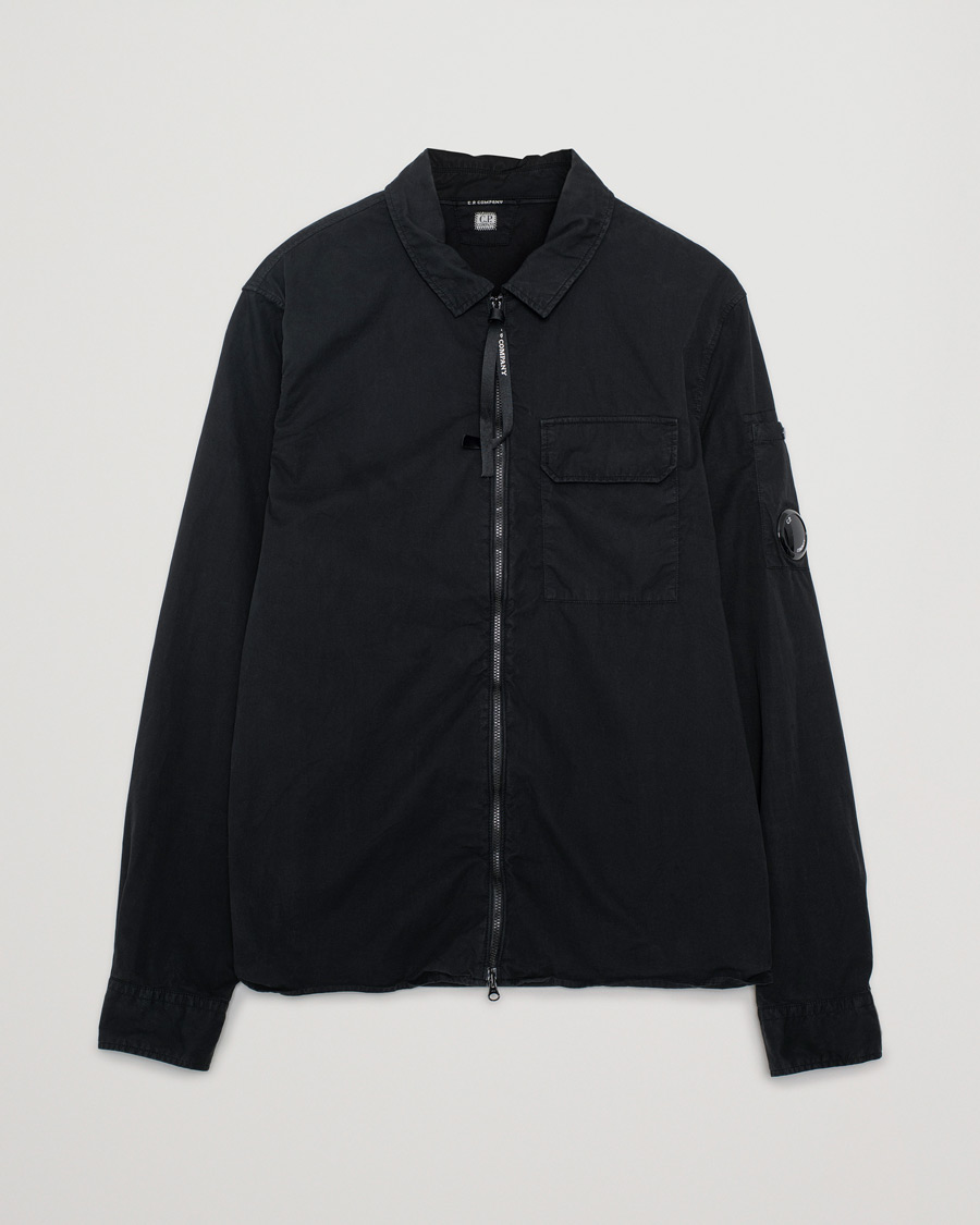Herr | C.P. Company Garment Dyed Gabardine Zip Shirt Jacket Black | Pre-owned | C.P. Company Garment Dyed Gabardine Zip Shirt Jacket Black