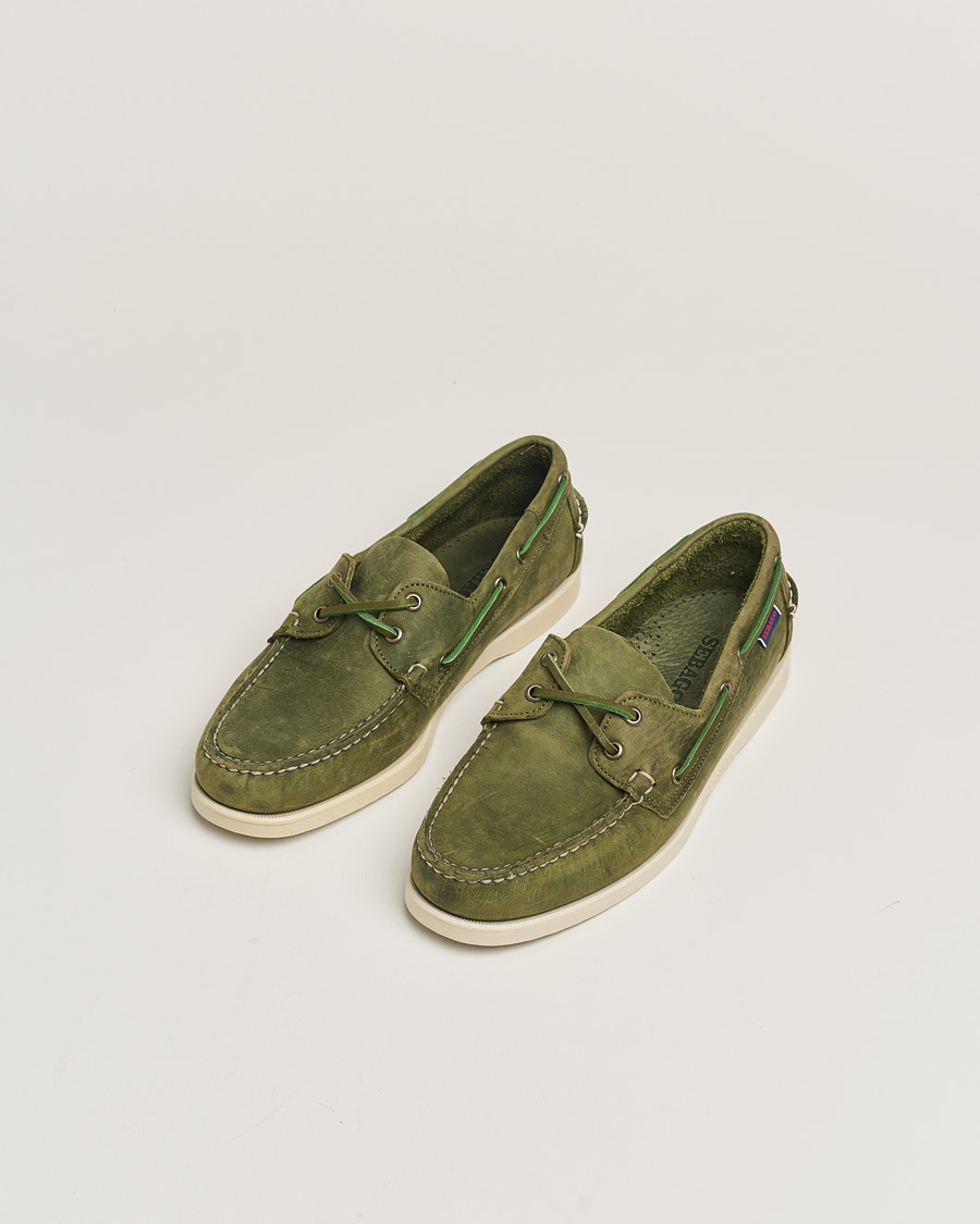 Herr | Sebago Docksides Nubuck Boat Shoe Green Military | Pre-owned | Sebago Docksides Nubuck Boat Shoe Green Military