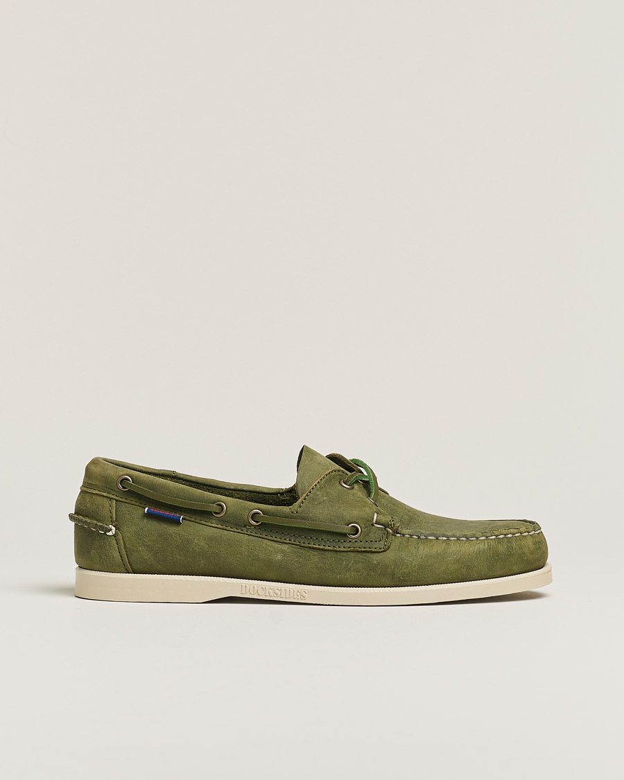 Herr | Sebago Docksides Nubuck Boat Shoe Green Military | Pre-owned | Sebago Docksides Nubuck Boat Shoe Green Military