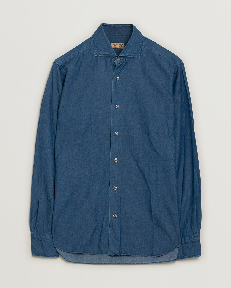 Herr | Barba Napoli Dandylife Denim Slim Fit Shirt Dark Blue 41 - L | Pre-owned | Barba Napoli Dandylife Denim Slim Fit Shirt Dark Blue 41 - L