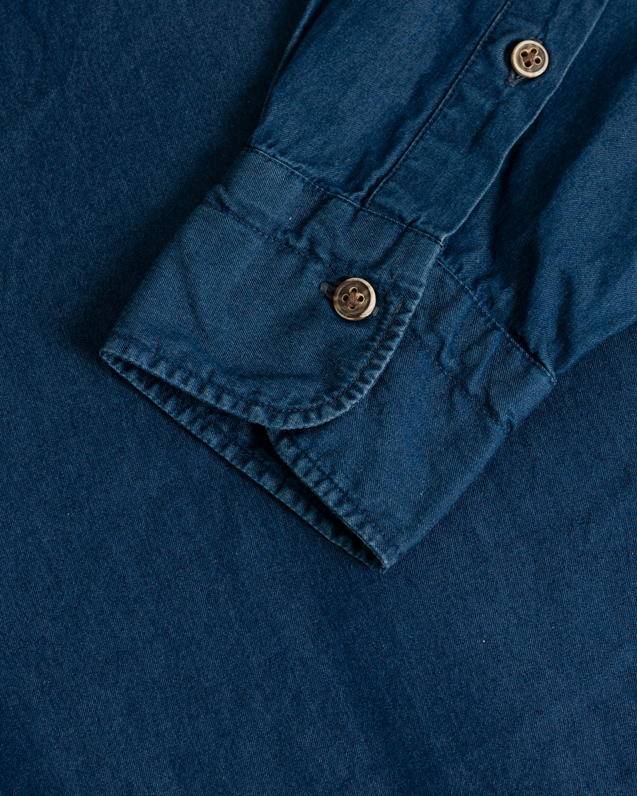 Herr | Barba Napoli Dandylife Denim Slim Fit Shirt Dark Blue 41 - L | Pre-owned | Barba Napoli Dandylife Denim Slim Fit Shirt Dark Blue 41 - L