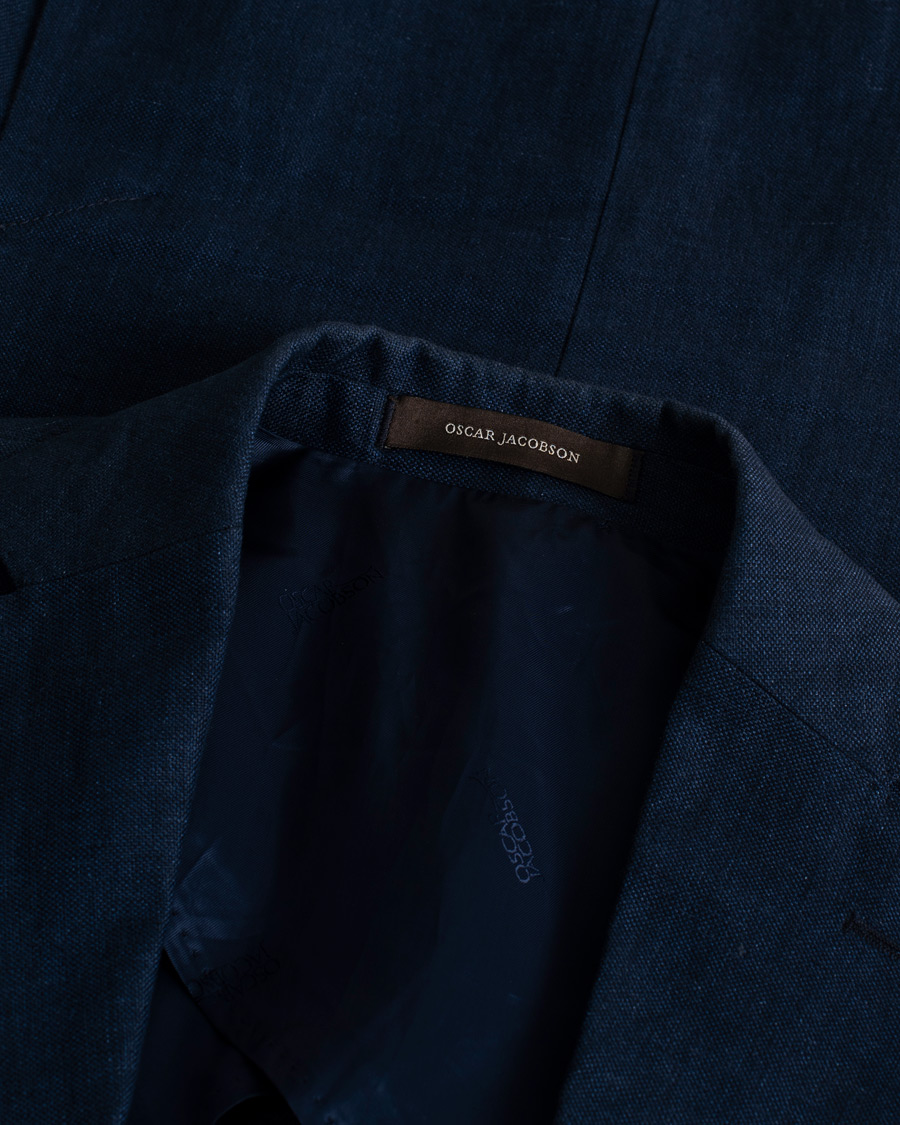 Herr | Pre-owned Kavajer | Pre-owned | Oscar Jacobson Ferry Linen Patch Pocket Blazer Navy 46