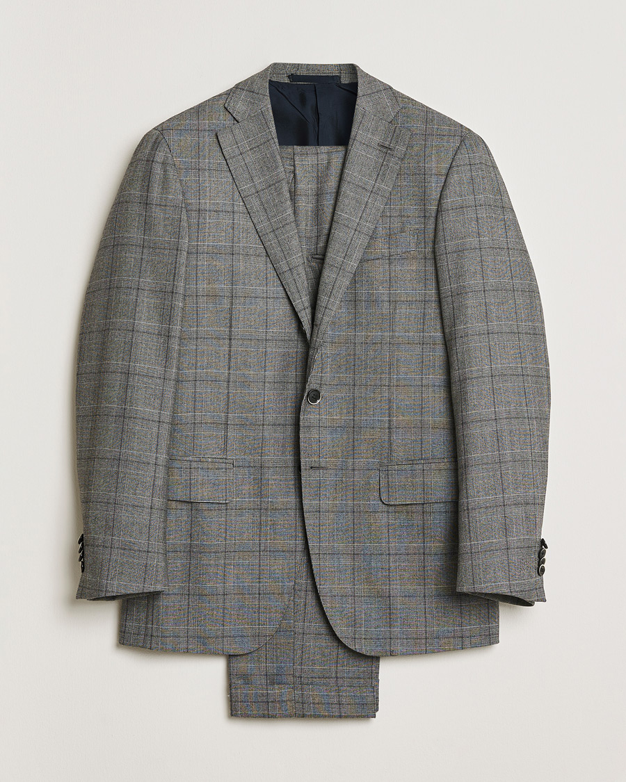 Herr | Pre-owned Kostymer | Pre-owned | Caruso Checked Wool Suit Grey 48