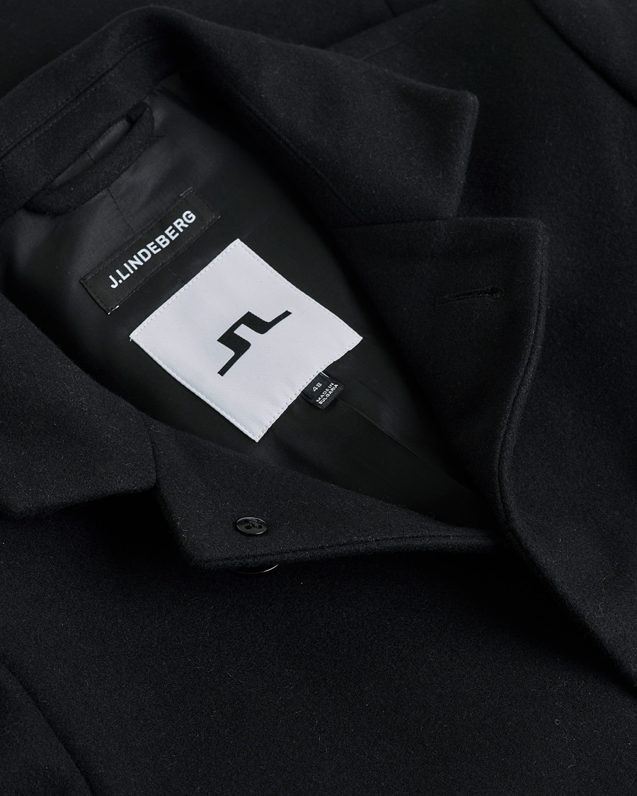 Herr | J.Lindeberg Holger Compact Melton Wool Coat Black 48 | Pre-owned | J.Lindeberg Holger Compact Melton Wool Coat Black 48