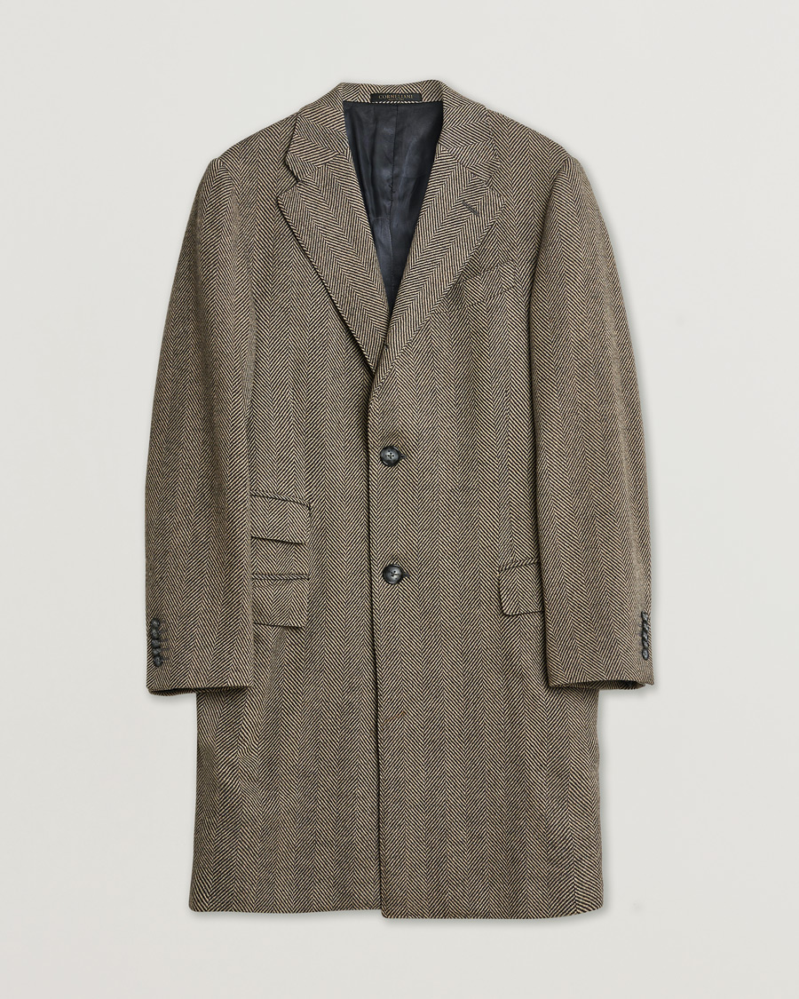Herr | Pre-owned Jackor | Pre-owned | Corneliani Cashmere Blend Herringbone Coat Brown 46