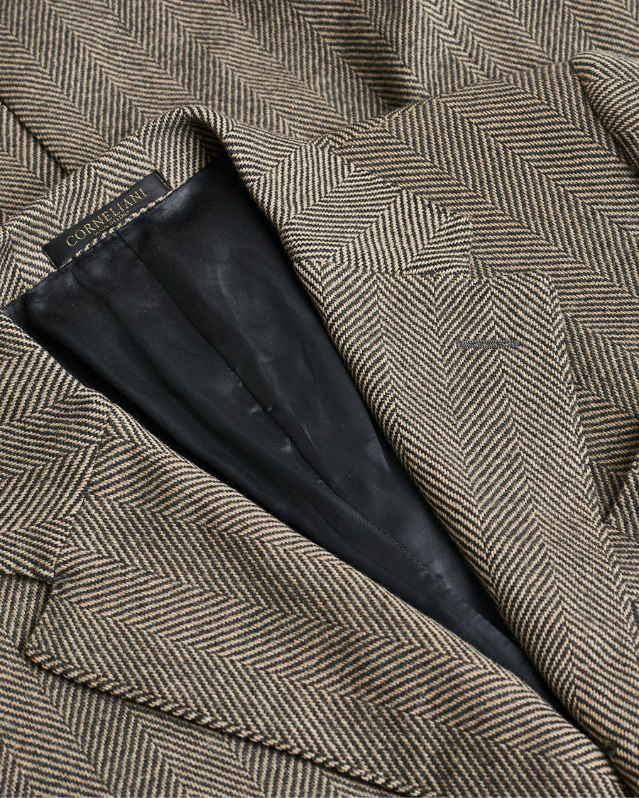 Herr | Pre-owned Jackor | Pre-owned | Corneliani Cashmere Blend Herringbone Coat Brown 46
