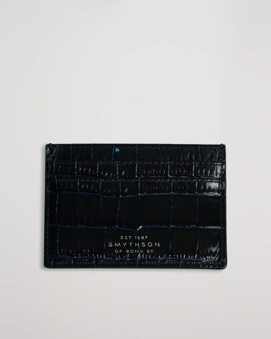 Herr | Smythson Mara Flat Card Holder Navy | Pre-owned | Smythson Mara Flat Card Holder Navy