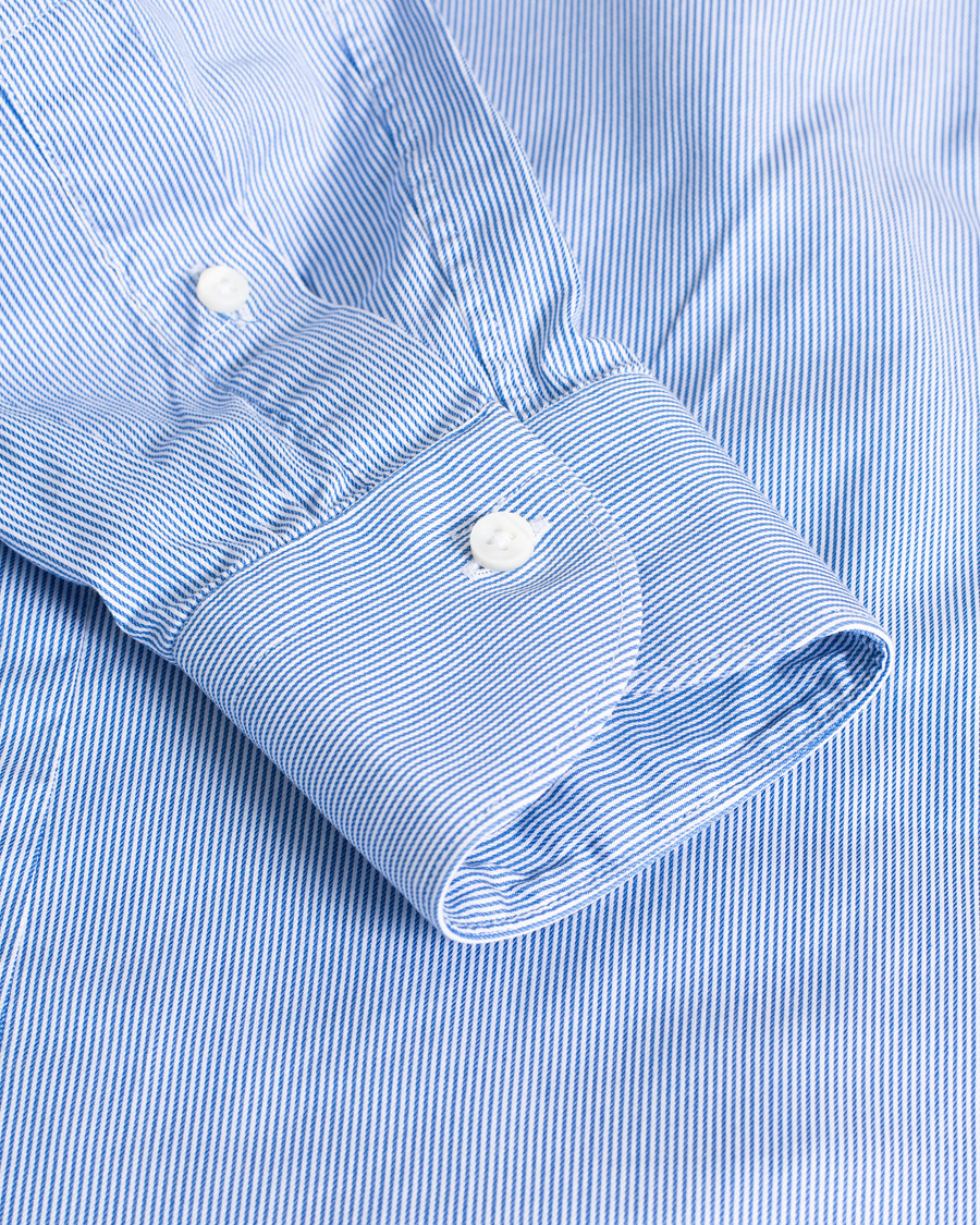 Herr | Care of Carl Pre-owned | Pre-owned | Canali Slim Fit Cut Away Shirt Blue Stripe