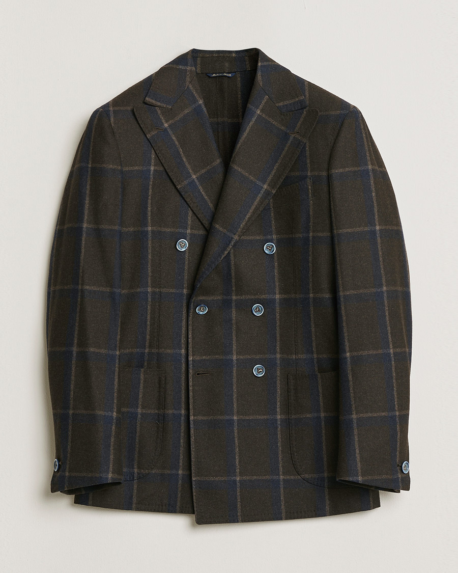Herr | Pre-owned Kavajer | Pre-owned | Gabo Napoli Checked Double Breasted Blazer Brown 48